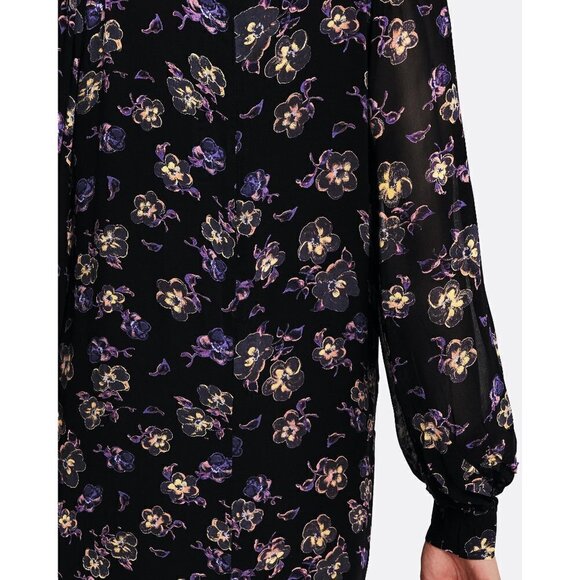 💕GANNI💕 Floral Georgette Mini Shift Dress ~ Black Floral Print 38 EU - Picture 3 of 16